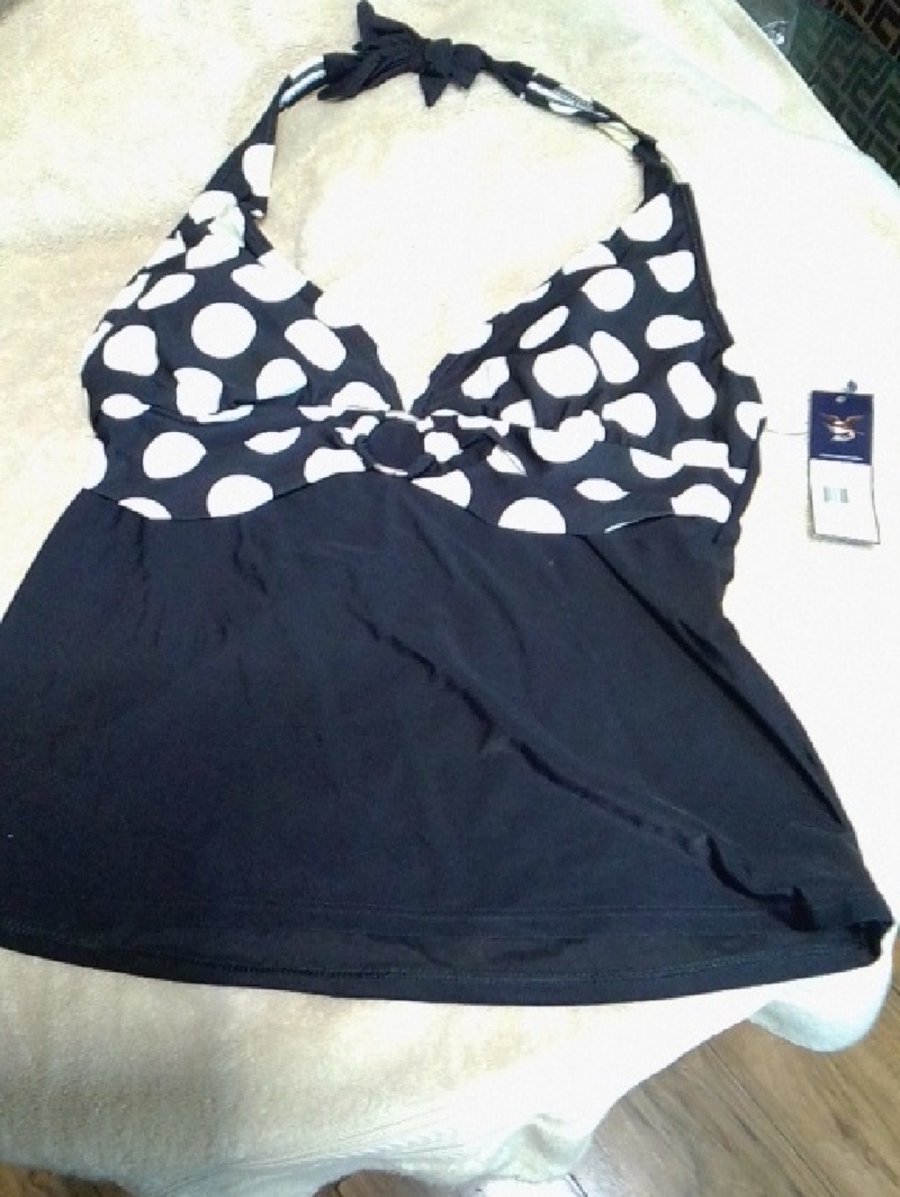 Aeropostale Black and White Polka Dot Swim Top